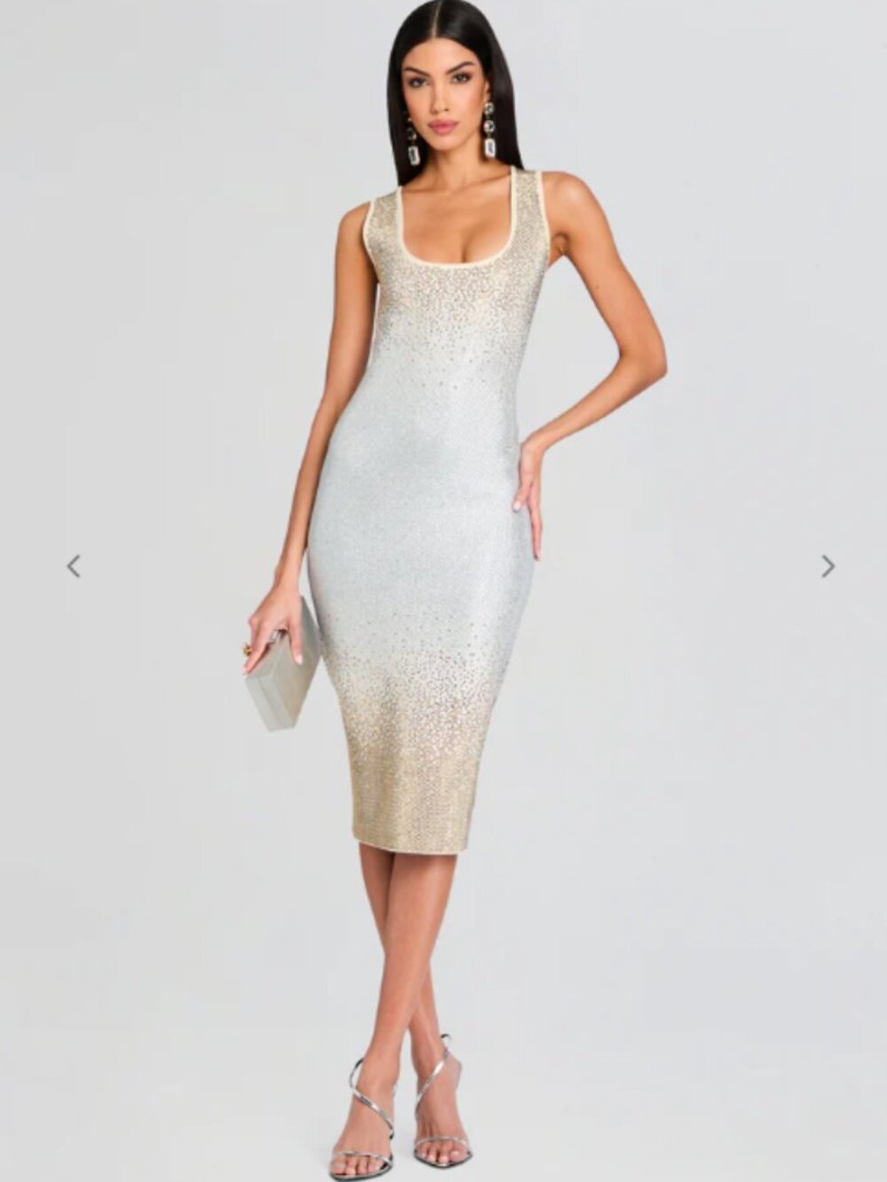 retrofete Essie Embellished Dress in Winter White & Silver L MSRP $598.00 - Picture 2 of 2